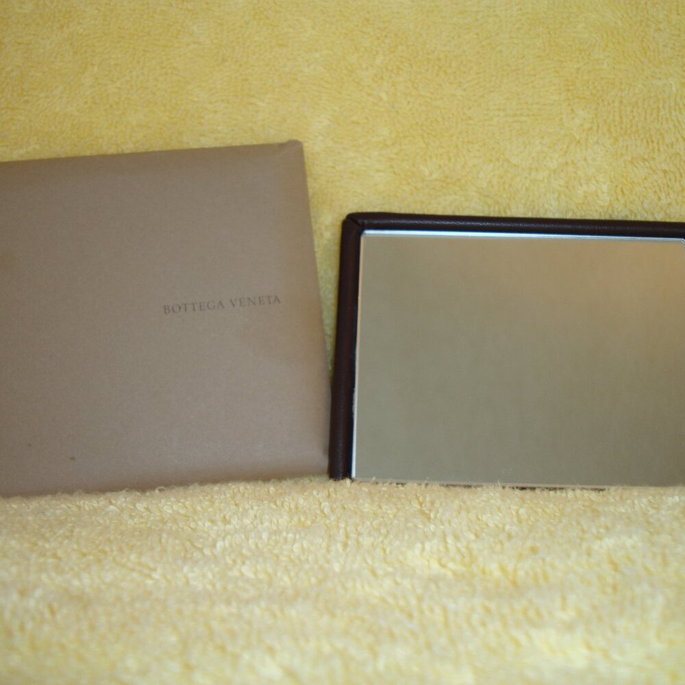 Bottega Veneta Brown Leather Pocket Mirror / Compact, Authentic